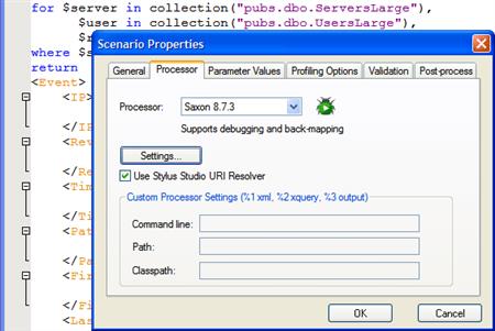 Executing and Debugging XQuery Using the Saxon XML Processor (Click to enlarge)